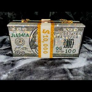 Money clutch - Celebrity Style - Crystal Encrusted Clutch, Evening bag, Purse